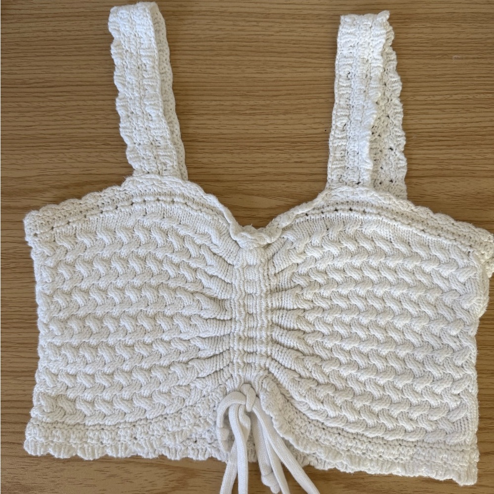White Knitted Crop Top
